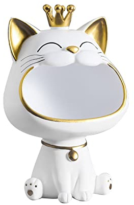 Fiorky Big Mouths Katzen-Aufbewahrungsbox, Harz-Glückskatzen-Statuen-Dekoration, lachende Katze, Schlüssel-Aufbewahrungsschale, kreative kleine Gegenstände, Behälter, Organizer, Skulptur for