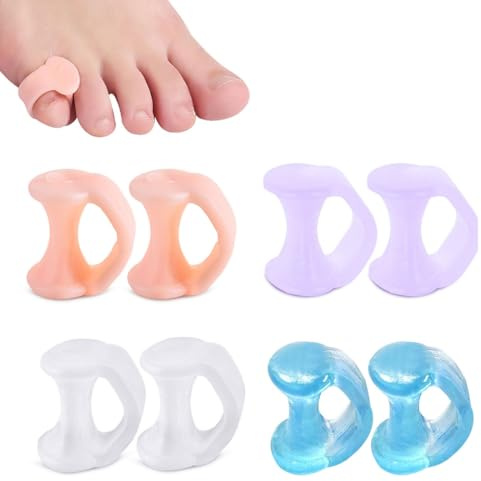 YOCDNOV 4 Paare Zehentrenner- Zehenspreizer Kleiner zeh Zehenstrecker Toe Spacer zehenspreizer Hallux valgus für überlappende Zehen, Relief Kleiner Zehen Druck und Schmerzen, Wandern, Yoga(4 Farben)