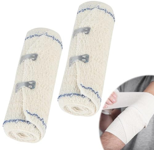 Kit di 2 Bende per Bendaggi Estetici in Crepe di Cotone Elastico,Ideali per Trattamenti con Fanghi, Argille e Oli Essenziali, Lavabili e Riutilizzabili