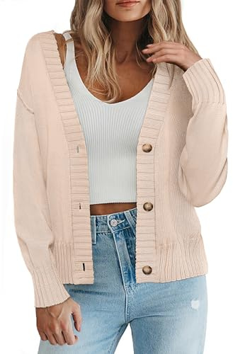 Zeagoo Cardigan Donna Maglione Leggero Giacca Maglia Elegante a Maniche Lunghe Aperta Pullover Casual per Autunno Invernale S-XXL | scollo a V, casual, oversize
