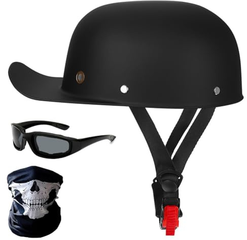 Retro Baseball Cap Motorrad Halbhelme, Halbschalenhelm mit ECE-Zulassung, Vintage Motorradhelm mit Schnellverschluss, Herren Damen Jethelm, für Cruiser Chopper Scooter M-XL