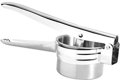 Mikinona Presse-fruits Manuel en Acier Inoxydable, Compact et Facile à Ranger, pour Pommes de Terre et Fruits Cuisine, Design Argenté Gain de Place