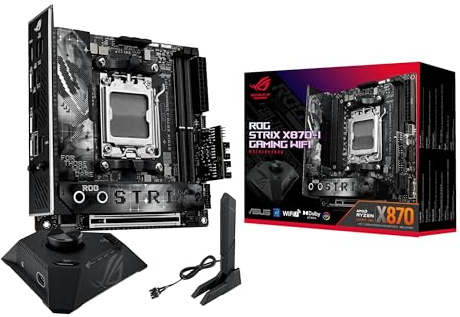 ASUS ROG Strix X870-I Gaming WiFi AMD AM5 X870 Mini ITX mITX Carte mère 10+2+1 Power Stages, Dynamic OC Switcher, Core Flex, DDR5 AEMP, WiFi 7, 2X M.2, PCIe® 5.0, Q-Release Slim, USB4®, AI OCing