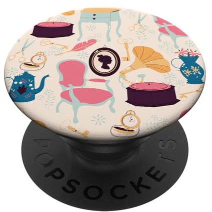 antico cammeo grammofono fonografo vintage rosa vittoriano PopSockets PopGrip Intercambiabile
