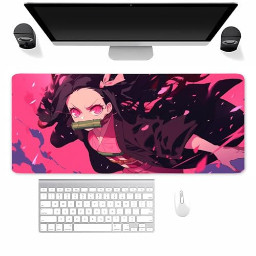 Gaming Mauspad XXL Anime Mousepad 900x300x3mm Verlängertes groß Mauspad mit vernähten Kanten Waschbares Tischunterlage für Büro, Zuhause, Tastatur