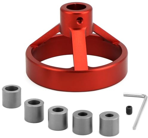 QWORK® Präziser Bohrhilfe Senkrecht Bohren - Holzbearbeitungs Bohrlocher Locator mit 5/6/7/8/9/10mm Bohrbuchsen - Robuste Konstruktion aus Aluminiumlegierung in Rot