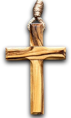 Colliercroixboisolivier9 Croix Bois Olivier Authentique fait main à Jérusalem,Boite Kraft Cordon Jute,Baptême, Communion Protection voiture,Cadeau Noël,,Bien-Etre,Maison,Fête Chrétienne,Anniversaire,