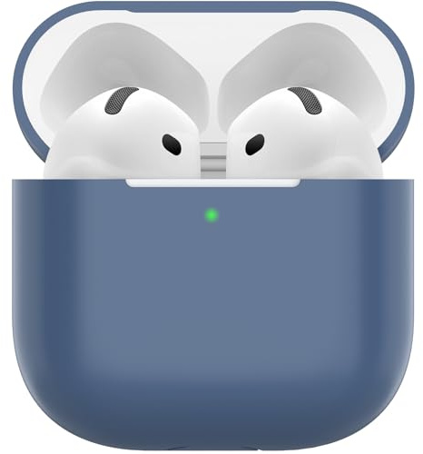 Nemteur Hülle für AirPods 4, Thin Schützende Silikon Case für AirPods 4th 2024 (USB-C) Skin Front LED Sichtbar Silicone Cover, Mitternachtsblau