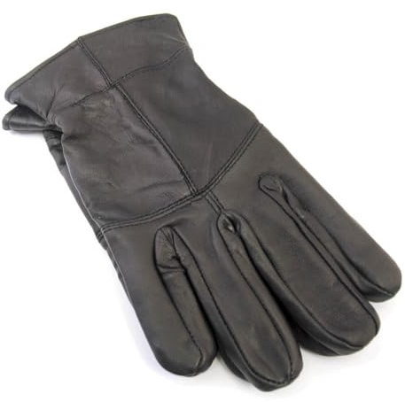 GM Apparel Guanti da uomo in pelle Thinsulate invernali antivento per esterni fodera in pile guanti termici in pelle guanti da guida in nero, Nero , ML