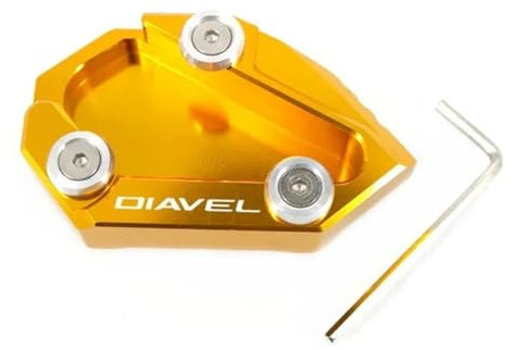 VQLDPX Motorrad-Ständerfuß-Seitenständer-Verlängerungsplatte Für Ducati Diavel Cromo 2011 2012 2013 2014 2015 2016 Motorradständer Platte Verbreiterung(Gold)
