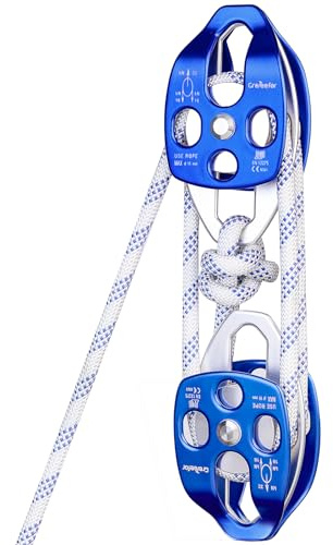 Greteefor Doppelseilblock‑Flaschenzug 4:1, 30 kN (3000 kg) Bruchfestigkeit – Schwerlast‑Hebesystem für Garage, Dachboden & Outdoor, mit Seil 30m ×12 mm