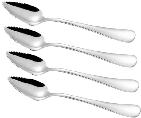 TIDTALEO 4stücke Edelstahl Babylöffel Set Fütterlöffel Mit Schaberfunktion Für Junge Mädchen Geeignet Für Verschiedene Früchte Wie Äpfel Und Citrusfrüchte Robustes Küchenzubehör Für Babyfüt