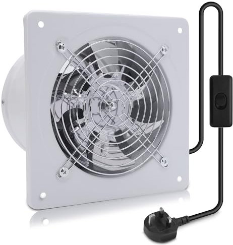 MEKOTRIN 4 Inch/100 mm Extractor Fan Kitchen, Wall Mounted Exhaust Fan Industrial Ventilation Fan with Switch Easy to Use for Kitchen Restaurant Warehouse Garage Bathroom Window(White)