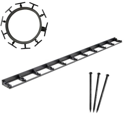 bepco Rasenkante - Pflasterkante 10er Set (LxH: 100 x 2,7cm) - Flexible & Robustes Gartenabgrenzung für Rasen, Beet und Pflaster, mit 30 Kunststoff-Erdanker