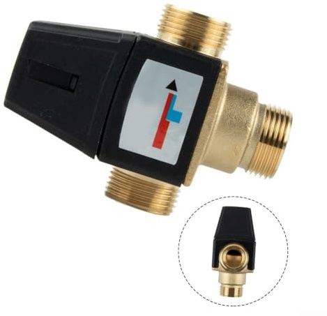 Miscelatore termostatico ad alto flusso, per riscaldamento a pavimento e acqua calda, 3 vie, con protezione da scottature, ottone e materiale plastico, attacco DN20 DN25 (DN20)
