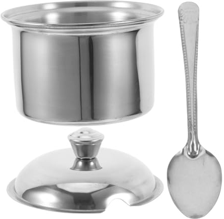 Mikinona Zuccheriera Acciaio Inossidabile con Trasparente e Cucchiaio Barattolo Ermetico per Condimenti Contenitore Versatile per Spezie e Salse Design Moderno per