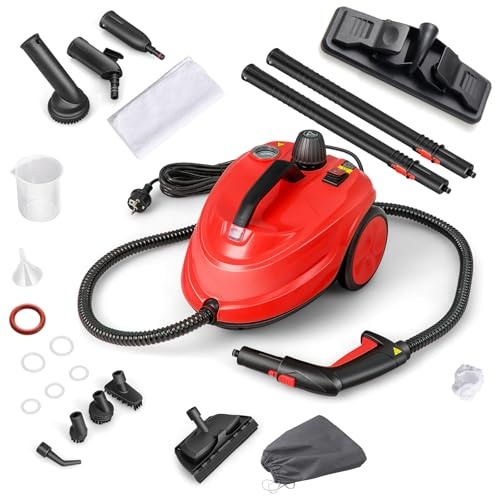 SOARS Potente Pulitore a Vapore 2000W, 14 Accessori, Pressione Massima 5 Bar, Temperatura 160℃, Riscaldamento Rapido 8 Minuti, Serbatoio 1,8L, per Pavimenti, Divani, Cucina, Superficie 108 m² (Rosso)