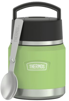 Thermos ICON Thermobehälter für Essen 0,35 l, 12 h heiß, lime | 16 h kalt, auslaufsicherer Edelstahl-Isolierbehälter, Lunchpot mit Löffel für Suppe, Pasta, Schule & unterweg, grün