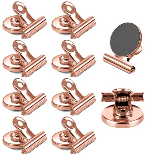 Magnet Clips, 10 Stücke Magnetische Clips, Kühlschrank Magnetische Clips für Schule, Büro, Tafel (Roségold)