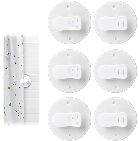 6 piezas de clips para cortina de ducha, clips adhesivos para cortina de ducha, clips de protección contra salpicaduras y viento, clips para mantener la cortina de ducha, accesorios inteligentes para