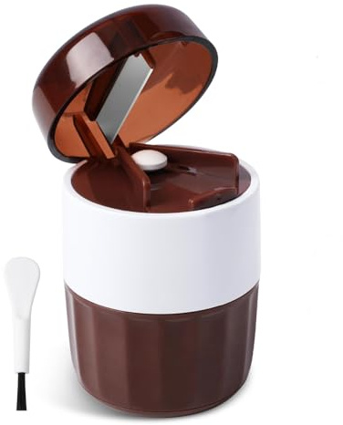 3-in-1 Pill Crusher and Cutter with Storage, BPA-Free Pill Grinder for Fine Powder, Stainless Steel Blade & Grinding Head, Portable Pill Splitter for Elderly, Pets, Travel (Brown)