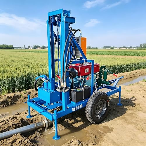 Plate-forme de forage mobile hydraulique de 150 m, machine de forage de puits professionnelle pour accès à l'eau résidentielle, irrigation de ferme d'élevage et approvisionnement en eau de ferme