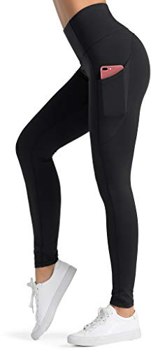 Dragon Fit High Waist Yoga Leggings with 3 Pockets,Tummy Control Workout Running 4 Way Stretch Yoga Pants Black, M