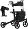 FRIPAC – Rollator faltbar und leicht mit Sitz – geeignet für Wohnung & Outdoor - Leichtgewichtrollator mit stabiler Aluminium-Konstruktion – sichere Gehhilfe für Senioren (Schwarz)