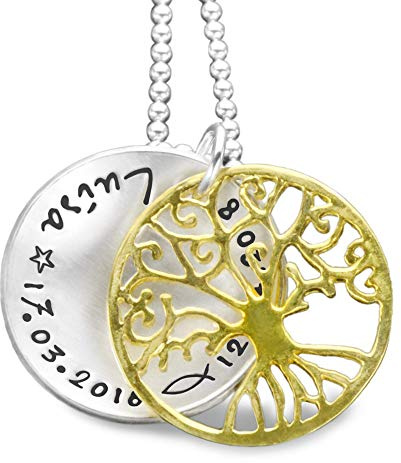 Kette Taufe Geschenk Mädchen Lebensbaum Gravur TAUFBÄUMCHEN GOLD 925 Silber personalisiert Namensgravur