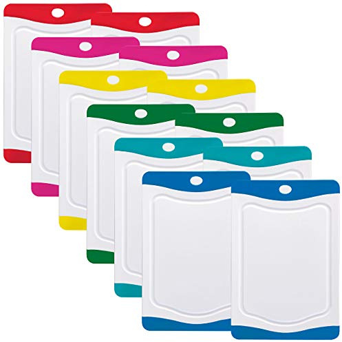 Rosenstein & Söhne Brettchen: 12er-Set Schneidebretter in 6 Farben, antibakteriell, je 20 x 15 cm (Frühstücksbrettchen Kunststoff, Frühstücksbretter Kunststoff, Farbe)
