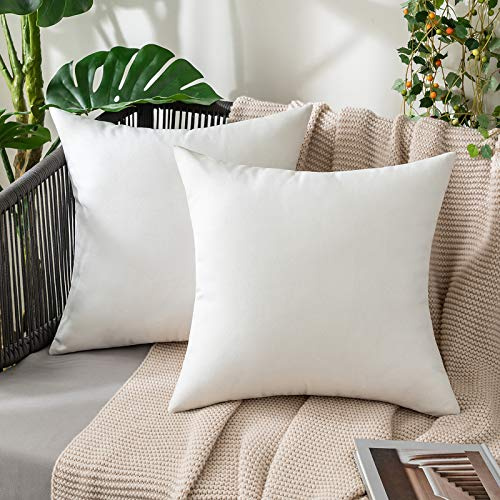 MIULEE Wasserdicht Outdoor Kissenbezug 45x45 Weiß Sofakissen 2er Set
