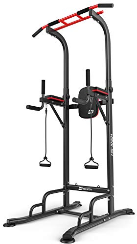 Hop-Sport Power Tower mit Klimmzugstange, Dip-Station & Expander - Höhenverstellbare Kraftstation für Zuhause & Calisthenics, 150 kg Max. Belastbarkeit