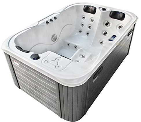 Outdoor Whirlpool Timo Weiß 195x127 cm mit 29 Massage Düsen, LED, Ozon Desinfektion, Heizung – für 2–3 Personen – Spa Pool Garten Terrasse – ohne Einstiegstreppe