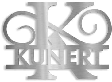Metzler Türschild Edelstahl Monogramm, Personalisiertes Namensschild in V2A Stahl, Individueller Schriftzug Klingelschild, Rostfreier & Wetterfest, Made in Germany, Größe: 27 x 18 cm