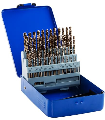 Rennie Tools - 51 Piece Cobalt Drill Bit Set Sizes 1-6mm In Metal Case | For Stainless Steel, Aluminium, Hards Metals, Cast Iron, Plastic & Wood. HSS Cobalt Jobber Drill Bit Set