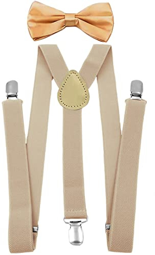 Malaxlx Kids Braces Bowtie Set Toddler Children Elastic Adjustable Suspenders with Bow Ties Gift for 12 Months - 9 Years Boys Girls