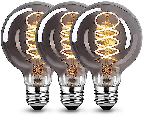 Edison Vintage Ampoule E27, Ampoule Led E27 Dimmable 6W G80 Blanc Chaud Idéal Pour éclairage Décoratif Nostalgie Rétro, Verre Fumé -3 Pièces