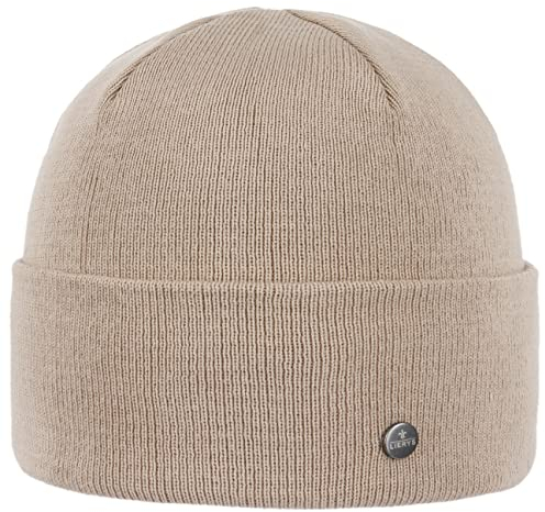 LIERYS Giro Baumwollmütze mit Umschlag Pull-On Beanie Made in Germany Damen Herren Herbst Winter beige One Size