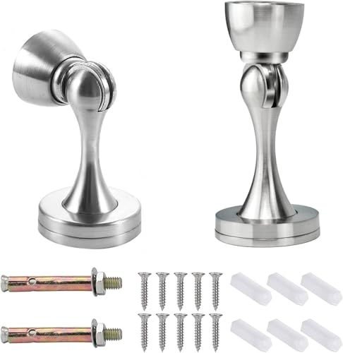 Türstopper, magnetischer Türstopper 2er-Pack, magnetischer Türsauger aus Edelstahl, Anti-Bump-Wall Silent, Türsauger Geeignet für Schlafzimmer, Wohnzimmer, Bad, Balkon, Büro (Silber)