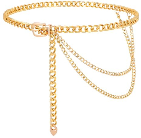 JASGOOD Women Waist Chain Belt Adjustable Weave Body Link Belts for Jeans Dresses