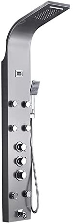 Shower Panel Tower System Digital Display Shower Column Thermostatic Shower Panel System, Shower System with Shower Head, Handheld Shower, Body Jets, Tub Spout,Brushed Nickel A Decoration