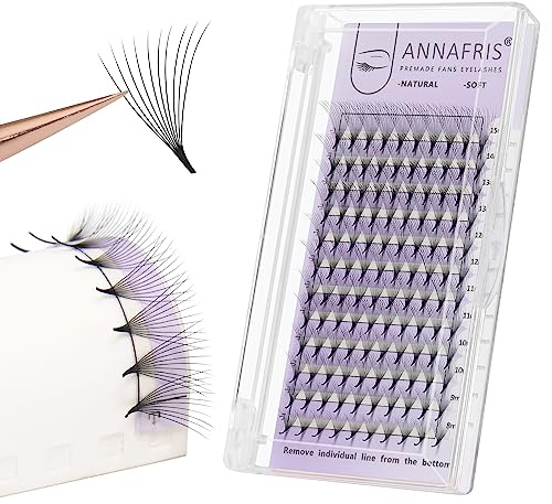 ANNAFRIS 10D Wimpern Extensions Volumen Wimpern 0.05mm D 8-15mm Premade Fan Lashes Vorgefächerter Wimpernverlängerung Russland Fertige Fächer Wimpern Cluster Eyelash(10D,0.05D,MIX8-15mm)