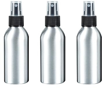 HugeDE 3 Pcs 120ml Aluminium Spray Bottles Fine Mist Atomisers Empty Refillable Spray Containers Travel Metal Spray Bottle for Plants Cosmetics