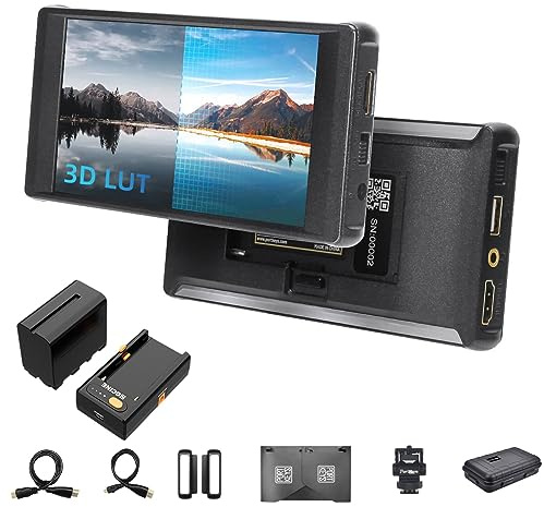 Portkeys PT6 5.2 inch DSLR Camera Monitor+Battery, 3D LUT 4K HDMI Touch Screen 1920 * 1080 Live Streaming Monitor with Peaking Frame, Wireframe Protection, Image Crop Function for Live Stream, etc