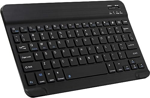 HLTOOP Teclado Bluetooth Español,Light Teclado Inalámbrico Portátil para iPhone de iOS,iPad,Samsung,Lenovo,Huawei,Android,Windows,Compatible con Dispositivos con Bluetooth,Negro,English