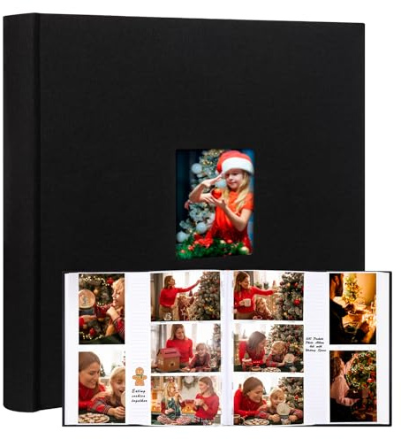 600 Pockets Photo Album 4x6 with Writing Space, Large Capacity 4x6 Photo Album Holds 600 Horizontal and Vertical Photos, Linen Cover Acid Free Pages Photo Book for Family Wedding Baby Pictures, Black