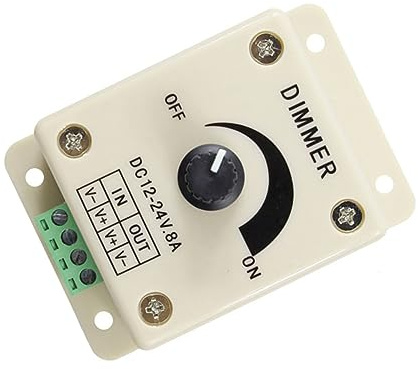 12v 8a Pwm Wall Panel Dimmer Switch, White Plastic | Manual Brightness Control, Adjustable Output, LED Compatible Use, Extends Bulb Life