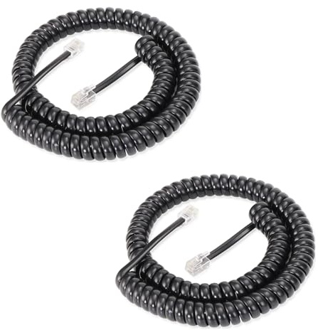 Lativu Phone Cord for Landline, 2 Pack Telephone Cord, 4.5 Ft Uncoiled(0.72 Ft Coiled), Telephone Cords for Landline Phones RJ9 4P4C, Phone Cable for All Corded Phones, Black