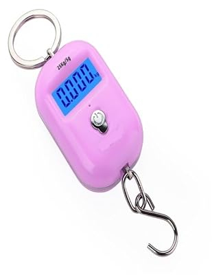 Pocket Key Chain Scales,25kg/5g Mini Hook Scale Digital Suitcase Scales Hanging Weighing Travel Weighting Steelyard Electronic Weight Tool (Color : Red) (Color : Pink, Size : -)
