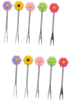 OUNONA 10pcs Edible Cake Decorations Fruit Forks Cake Picks Dessert Forks Wedding Dessert Random Color